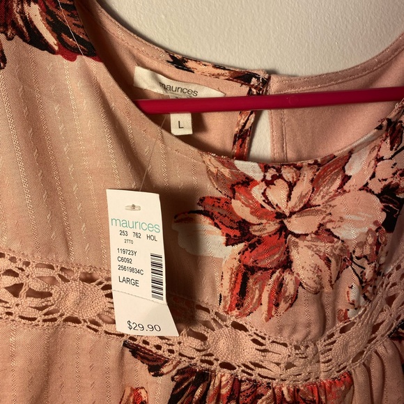 NWT Long sleeve Pink floral shirt- Maurices - Picture 3 of 4